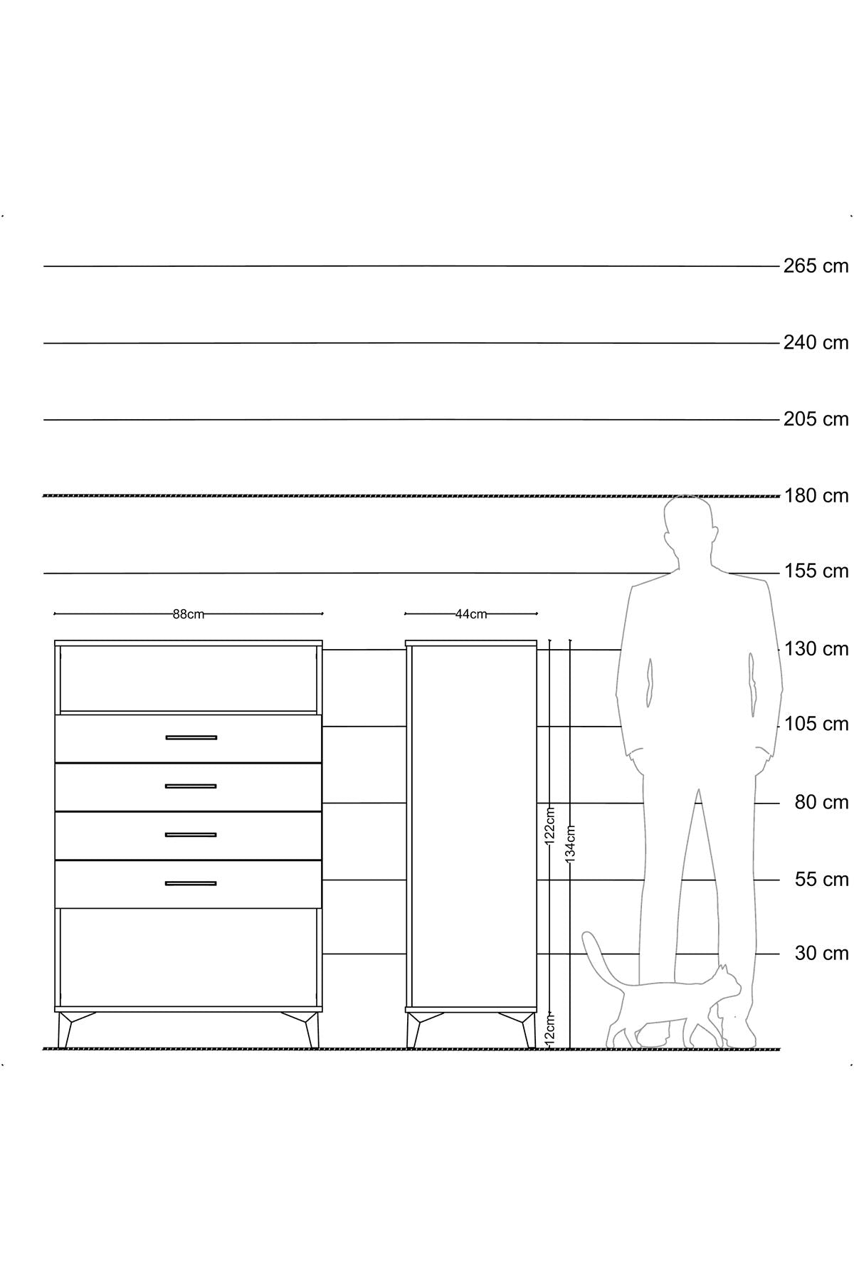 Hyperion Dolap Tek Raflı 4 Çekmeceli 88x44x134 Aytaşı-Antrasit