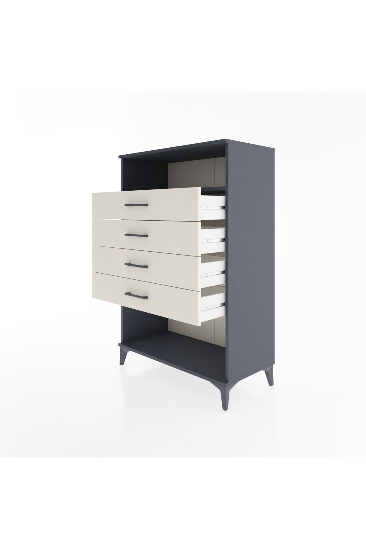 Hyperion Dolap Tek Raflı 4 Çekmeceli 88x44x134 - S51M132V4B
