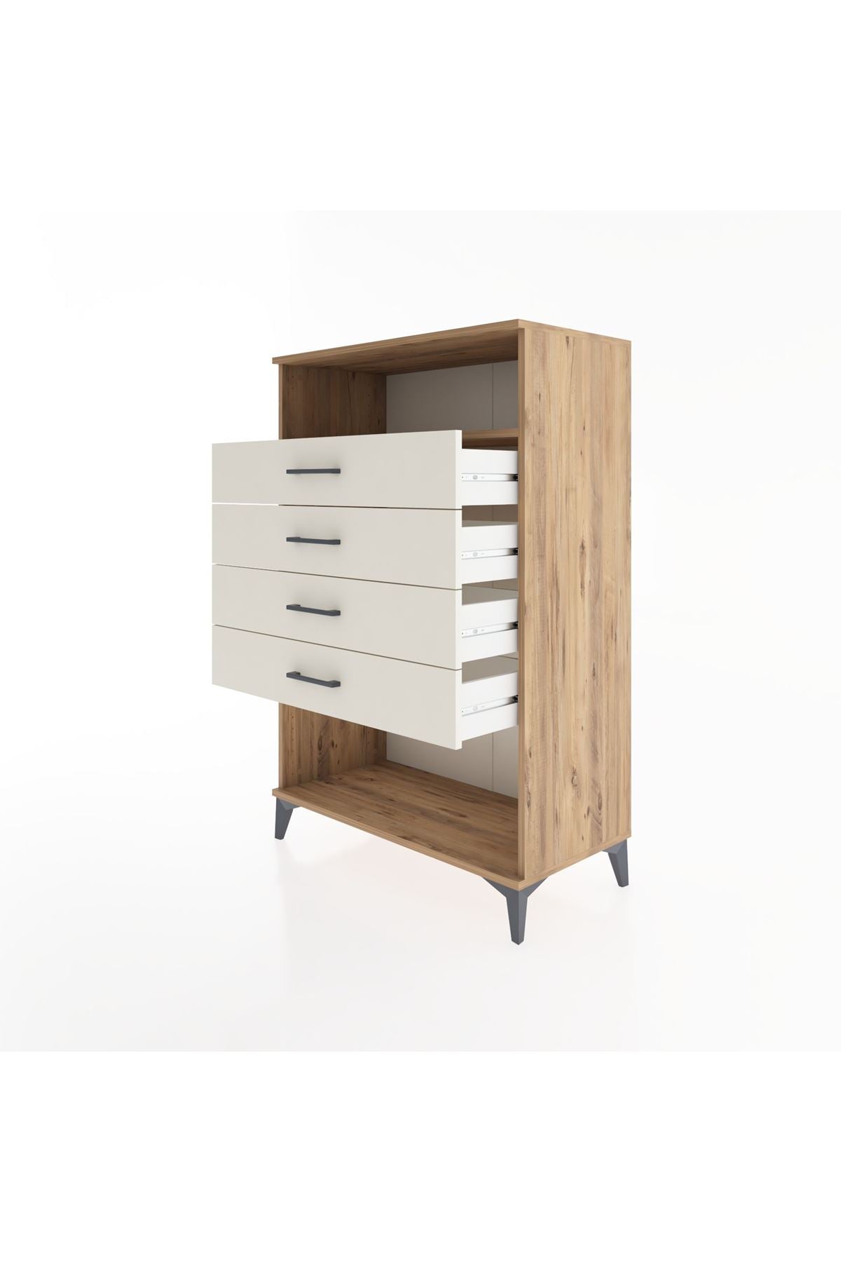 Hyperion Dolap Tek Raflı 4 Çekmeceli 88x44x134 - S51M132V7B