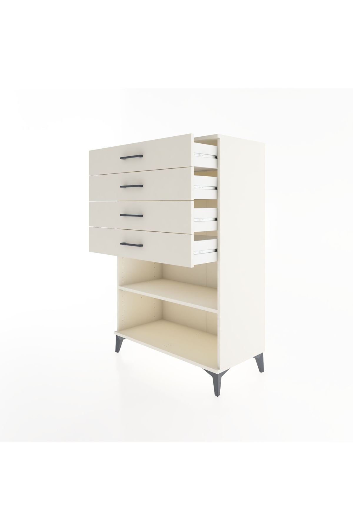 Hyperion Dolap Tek Raflı 4 Çekmeceli 88x44x134 - S51M133V1B