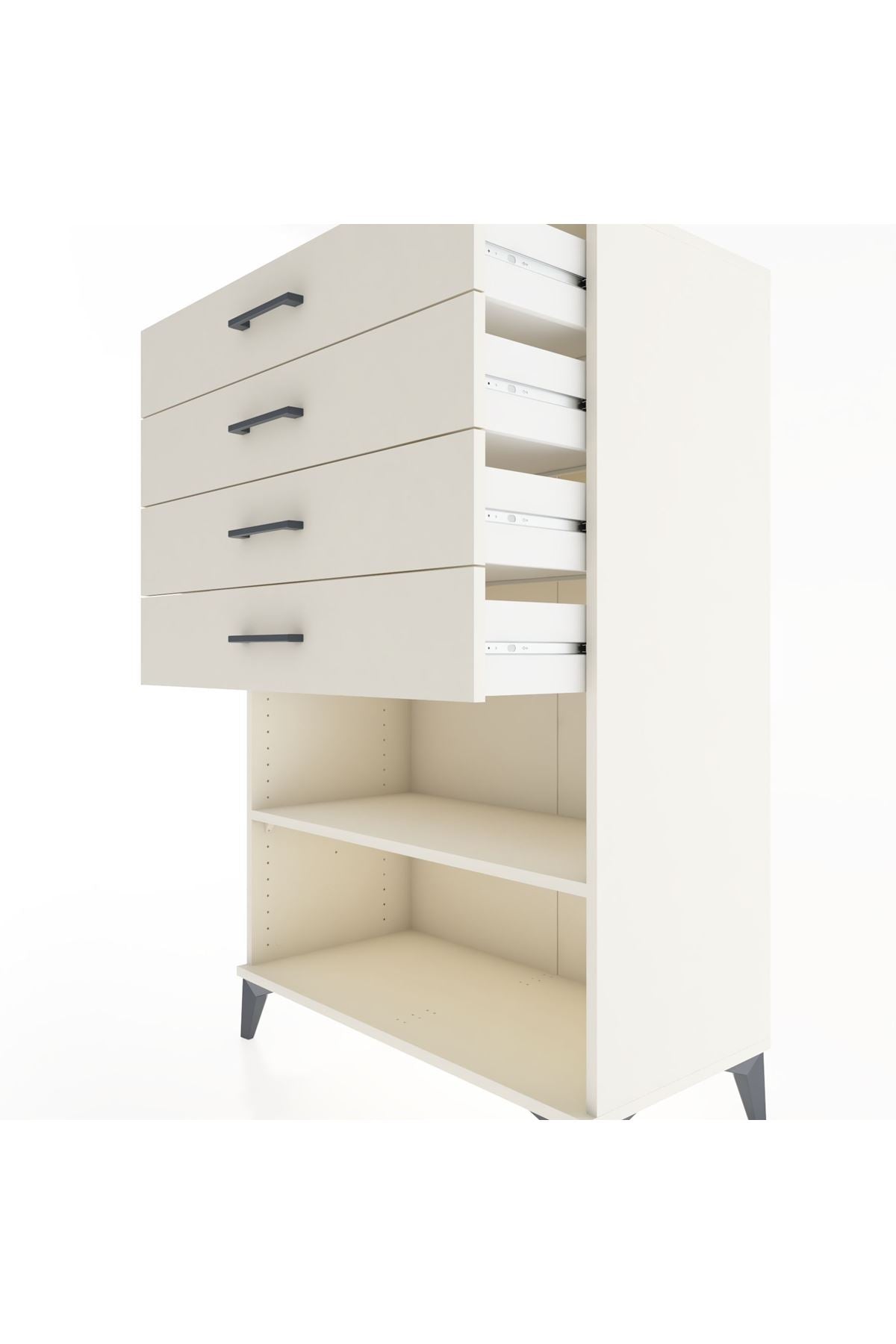 Hyperion Dolap Tek Raflı 4 Çekmeceli 88x44x134 - S51M133V1B