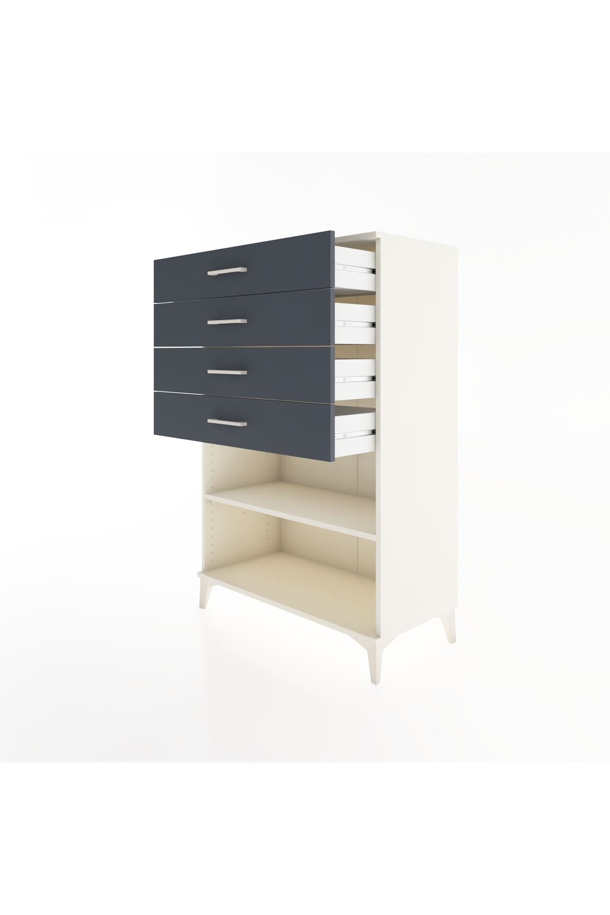 Hyperion Dolap Tek Raflı 4 Çekmeceli 88x44x134 Aytaşı-Antrasit
