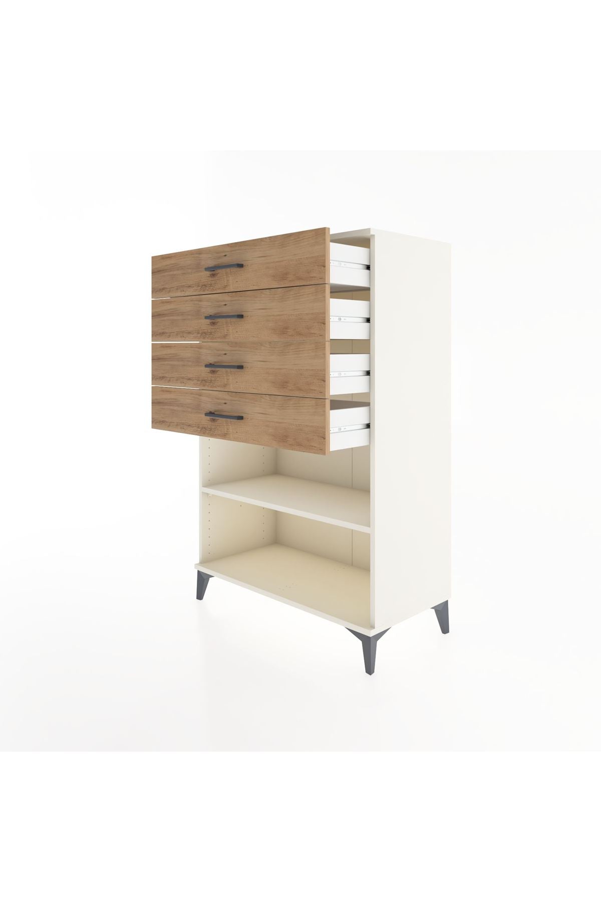 Hyperion Dolap Tek Raflı 4 Çekmeceli 88x44x134 - S51M133V3B