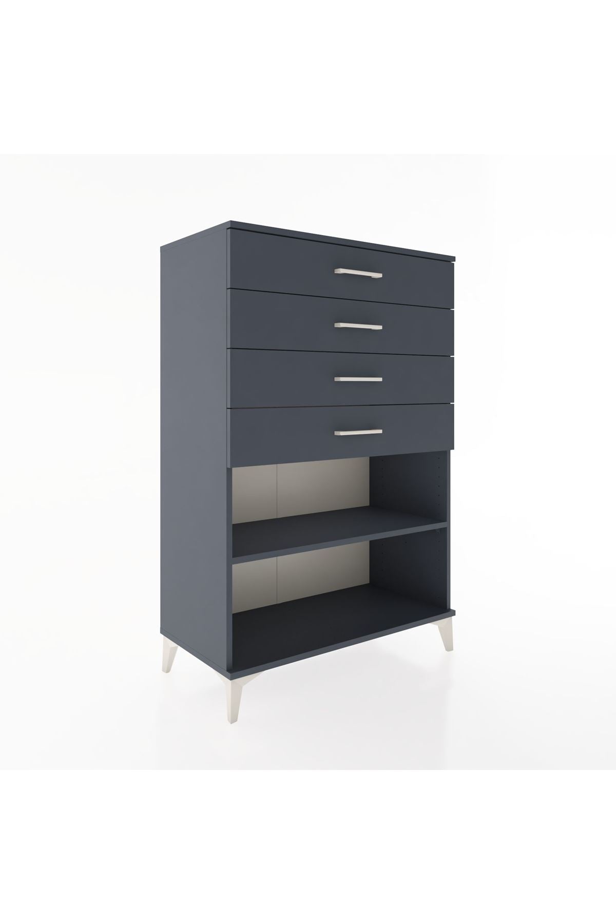 Hyperion Dolap Tek Raflı 4 Çekmeceli 88x44x134 Antrasit-Antrasit