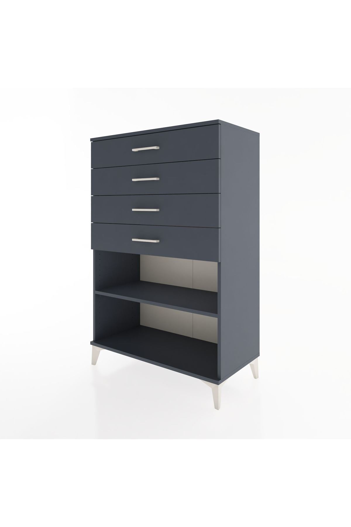 Hyperion Dolap Tek Raflı 4 Çekmeceli 88x44x134 Antrasit-Antrasit