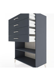 Hyperion Dolap Tek Raflı 4 Çekmeceli 88x44x134 Antrasit-Antrasit