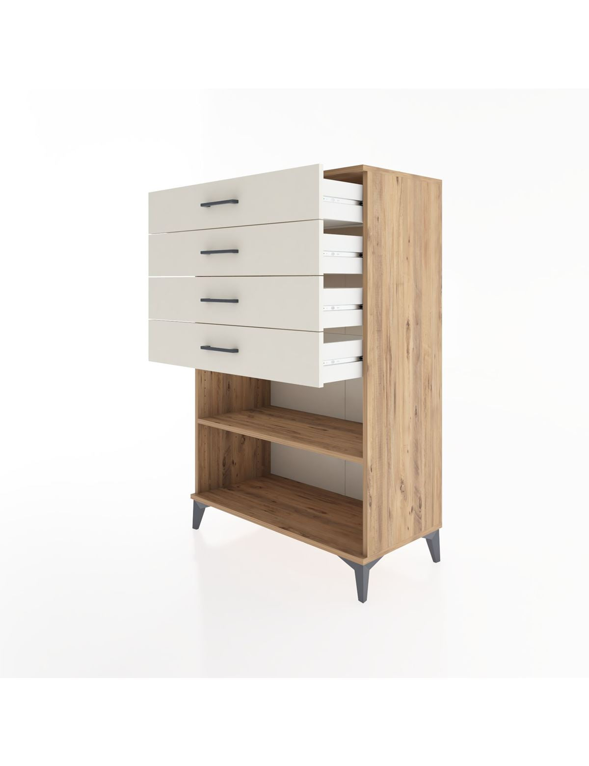 Hyperion Dolap Tek Raflı 4 Çekmeceli 88x44x134 - S51M133V7B