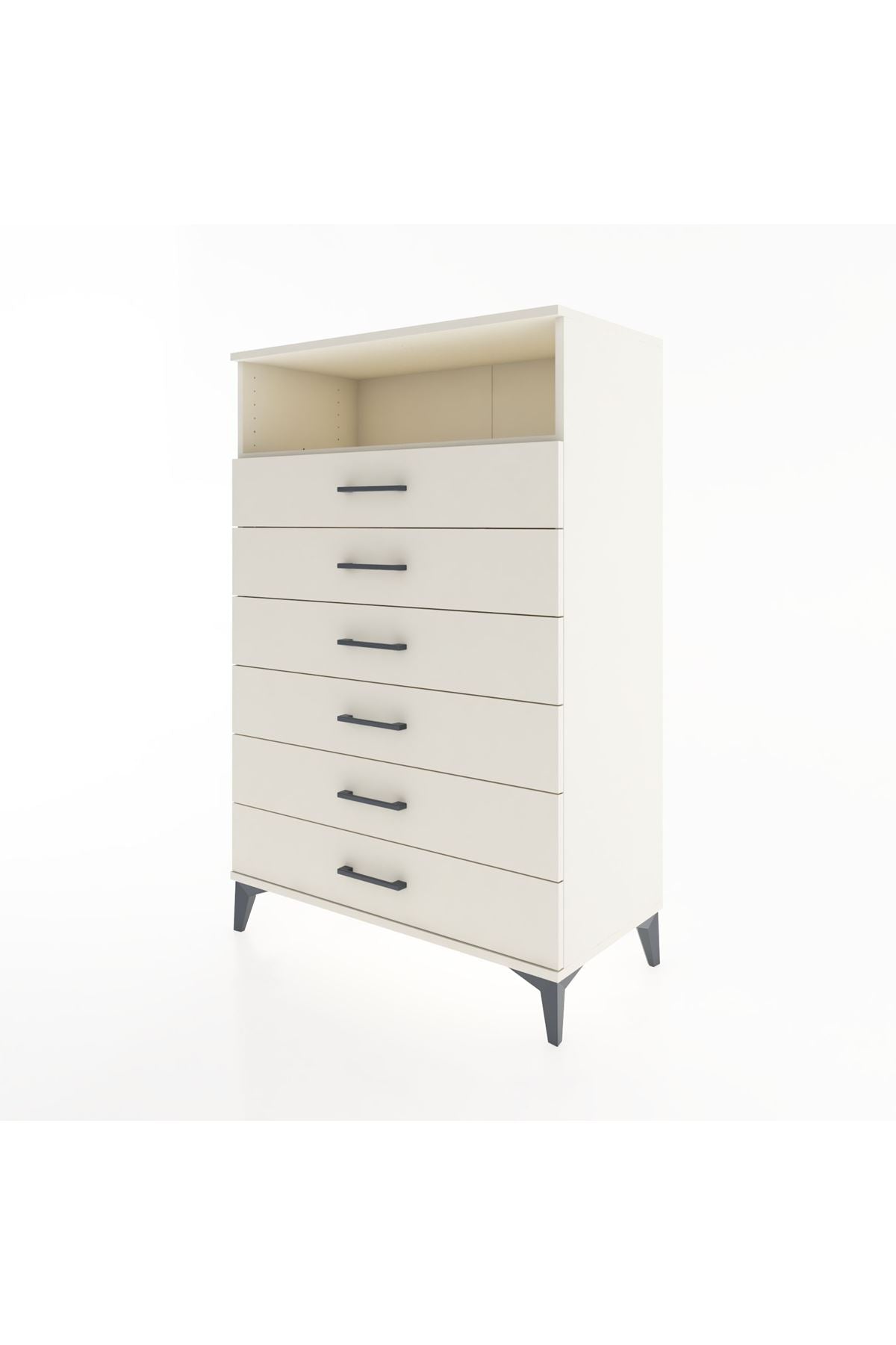 Hyperion Dolap Tek Raflı 6 Çekmeceli 88x44x134 - S51M134V1B