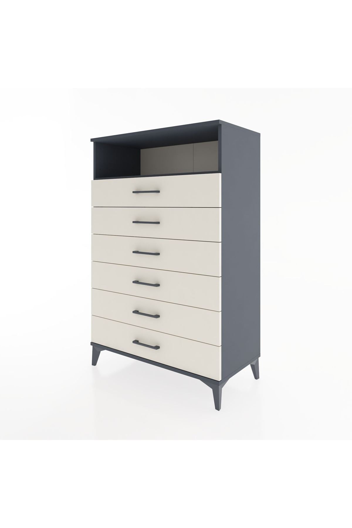 Hyperion Dolap Tek Raflı 6 Çekmeceli 88x44x134 - S51M134V4B