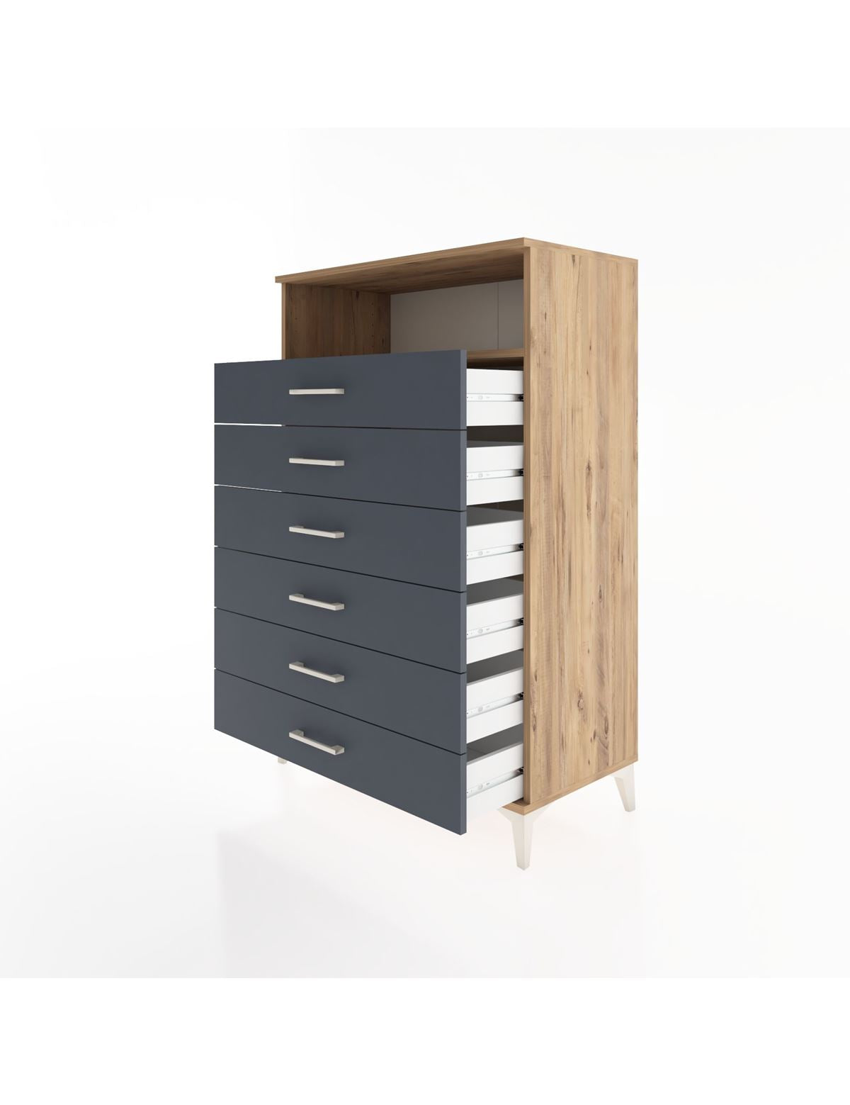 Hyperion Dolap Tek Raflı 6 Çekmeceli 88x44x134 - S51M134V8B