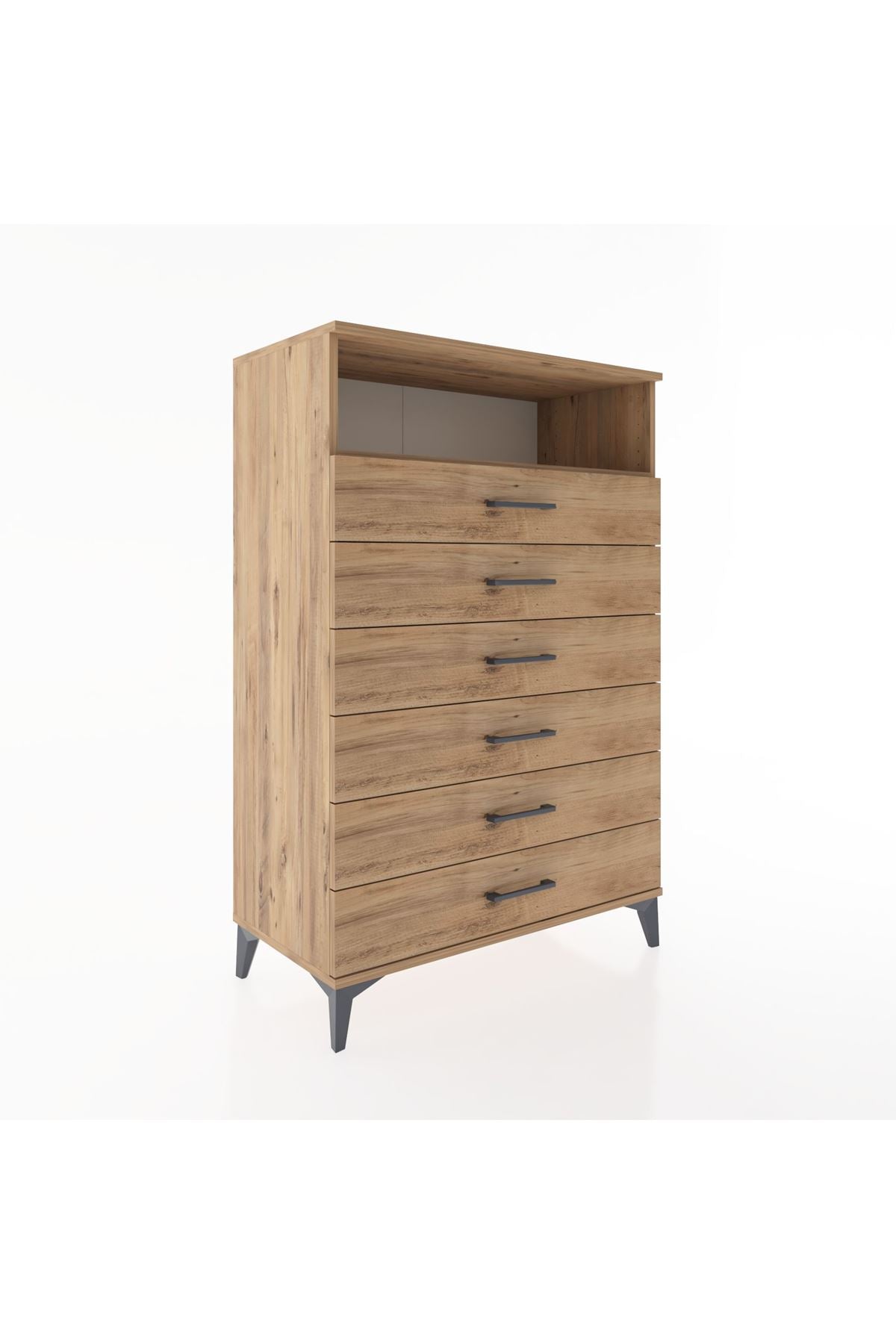 Hyperion Dolap Tek Raflı 6 Çekmeceli 88x44x134 - S51M134V9B