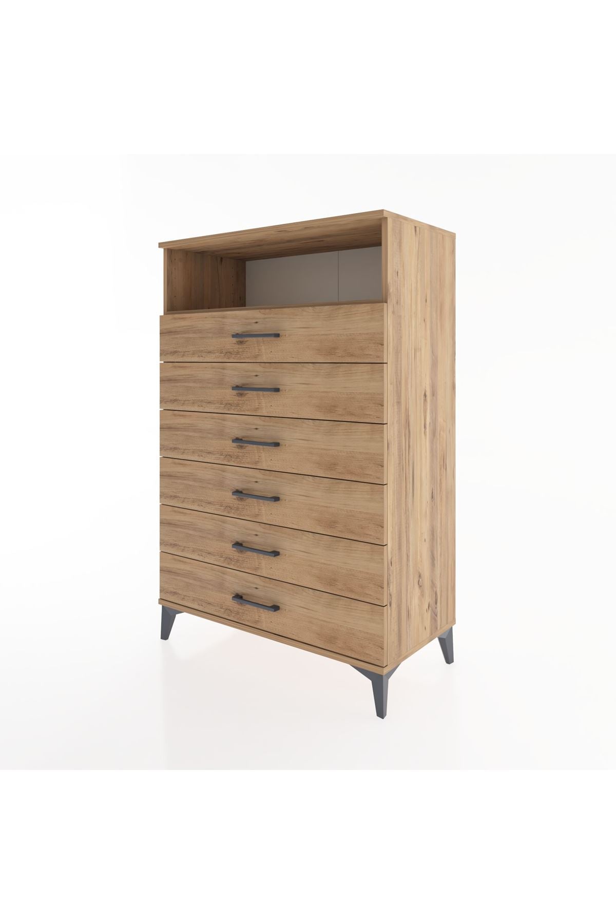 Hyperion Dolap Tek Raflı 6 Çekmeceli 88x44x134 - S51M134V9B