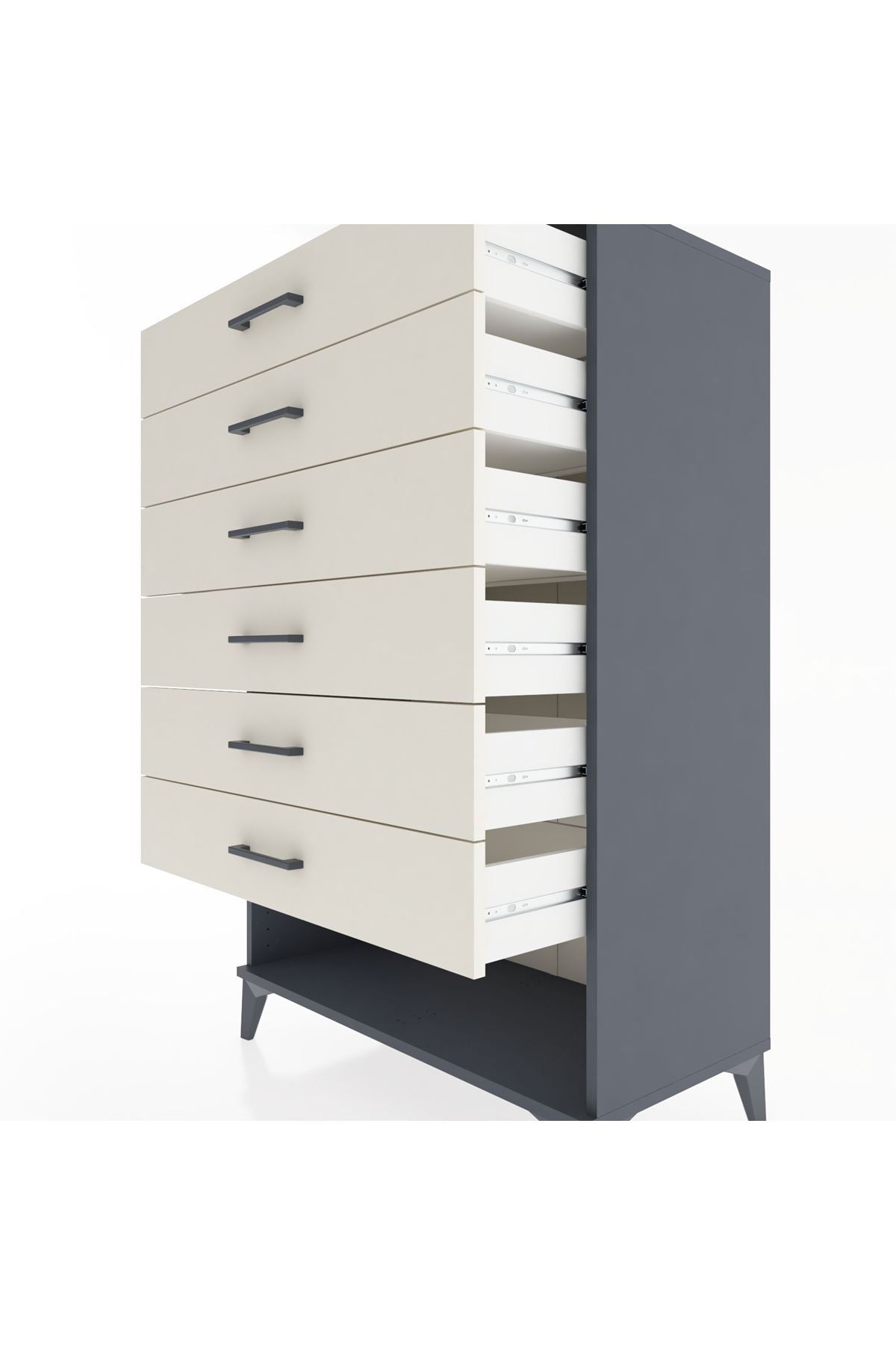 Hyperion Dolap 6 Çekmeceli 88x44x134 Antrasit-Aytaşı