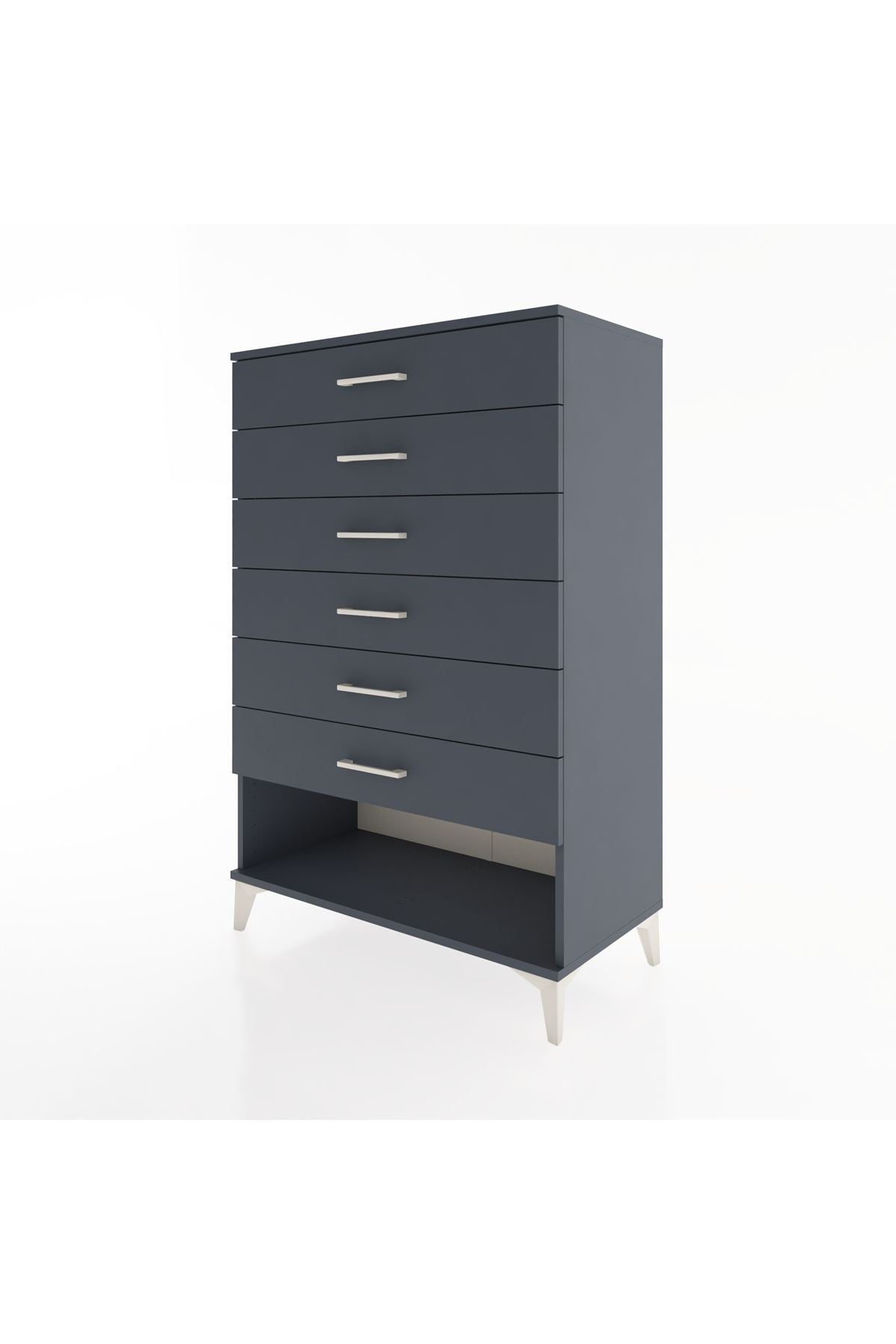 Hyperion Dolap 6 Çekmeceli 88x44x134 Antrasit-Antrasit