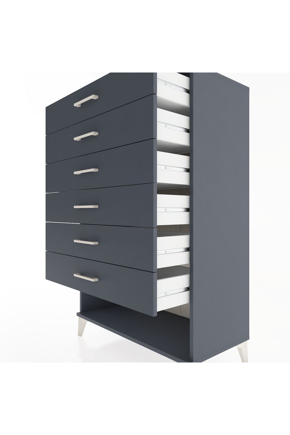 Hyperion Dolap 6 Çekmeceli 88x44x134 Antrasit-Antrasit