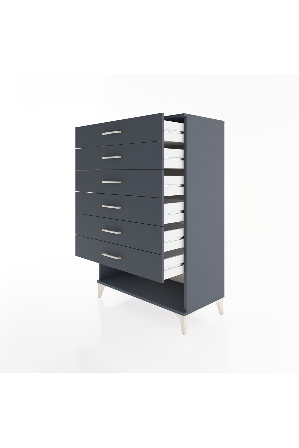 Hyperion Dolap 6 Çekmeceli 88x44x134 Antrasit-Antrasit