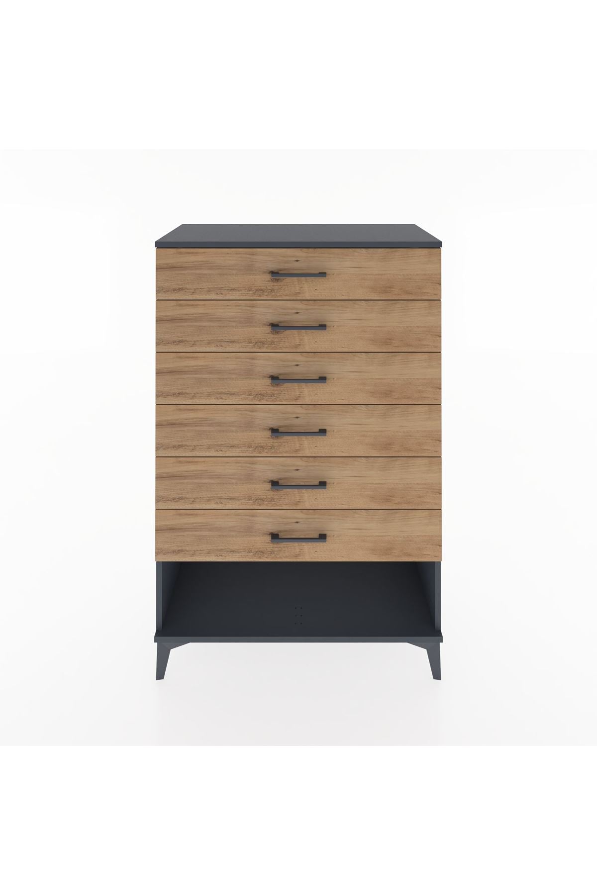 Hyperion Dolap 6 Çekmeceli 88x44x134 Antrasit-Çam