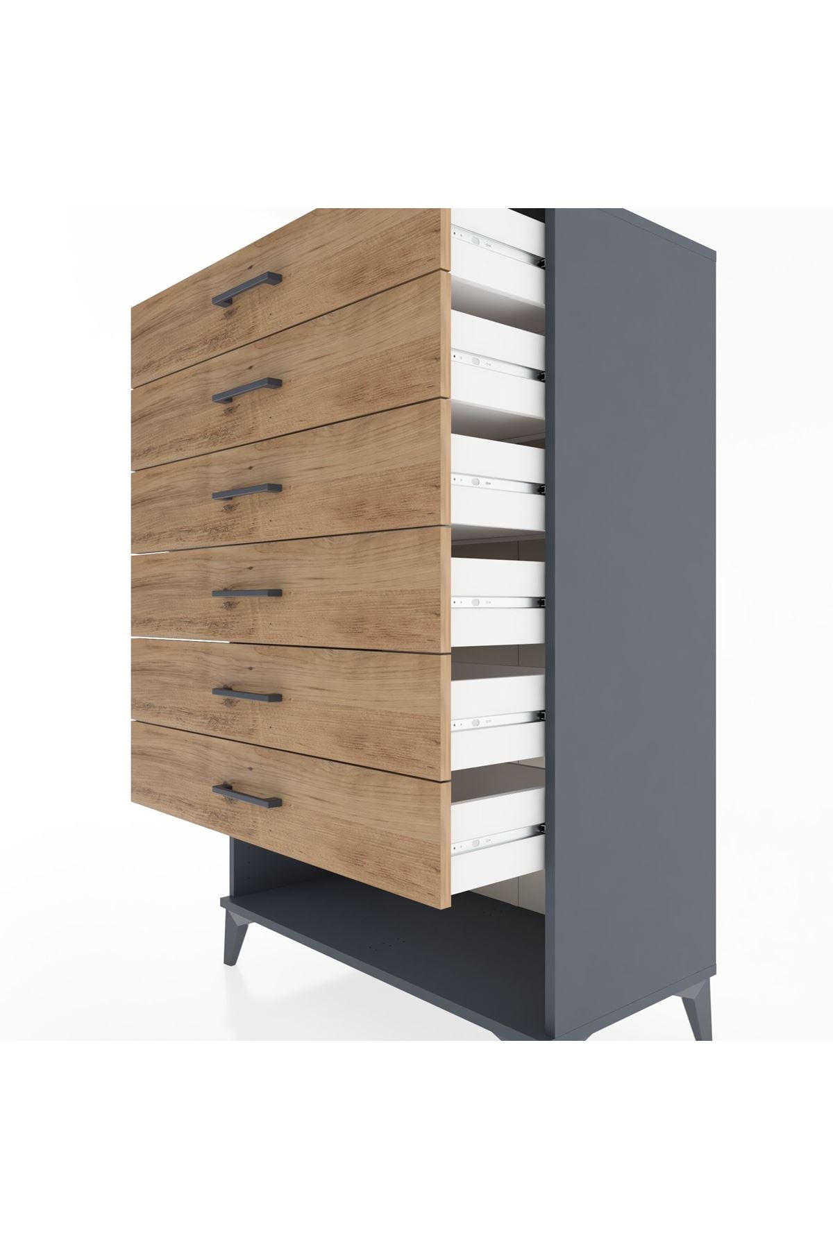 Hyperion Dolap 6 Çekmeceli 88x44x134 Antrasit-Çam