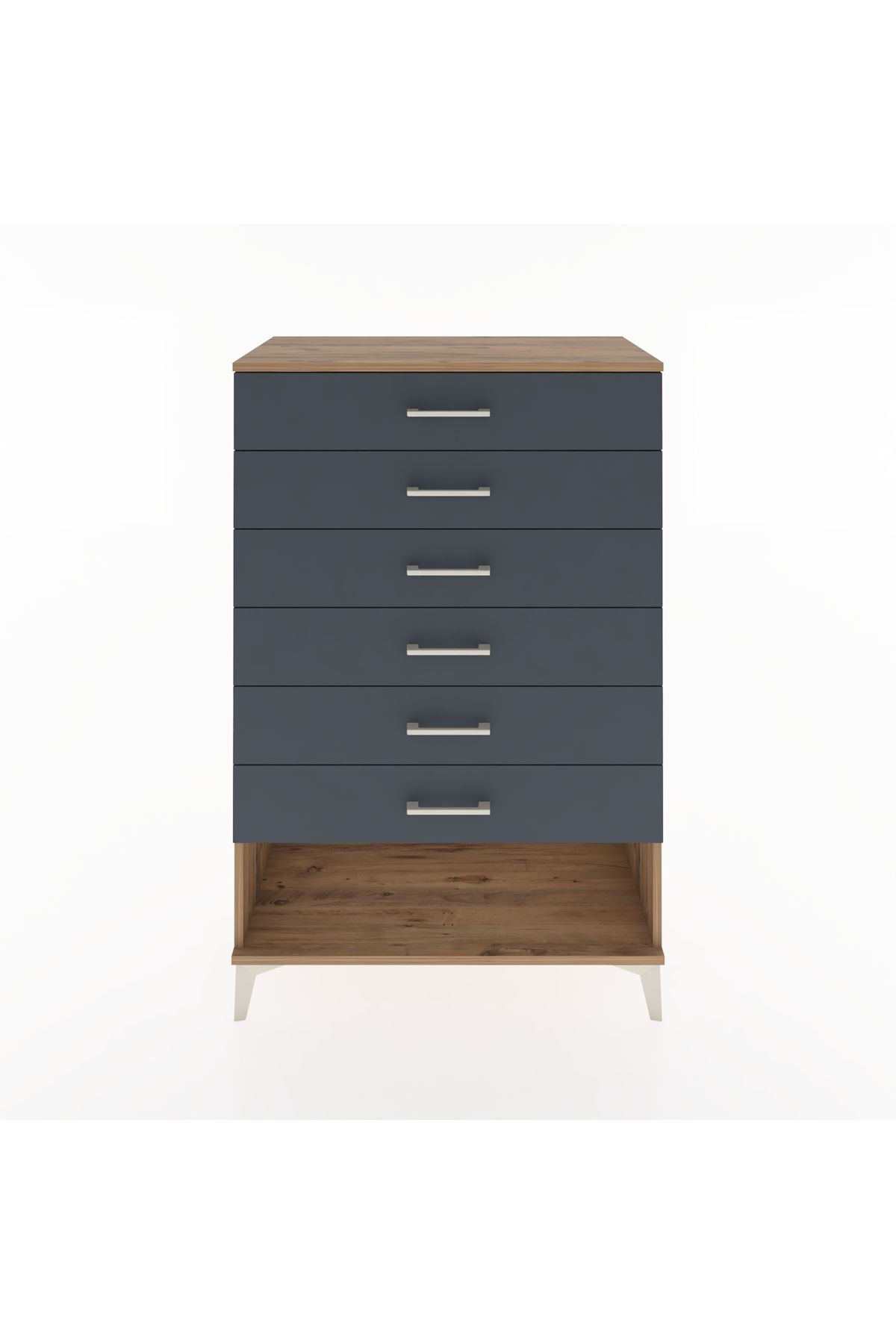 Hyperion Dolap 6 Çekmeceli 88x44x134 Çam-Antrasit
