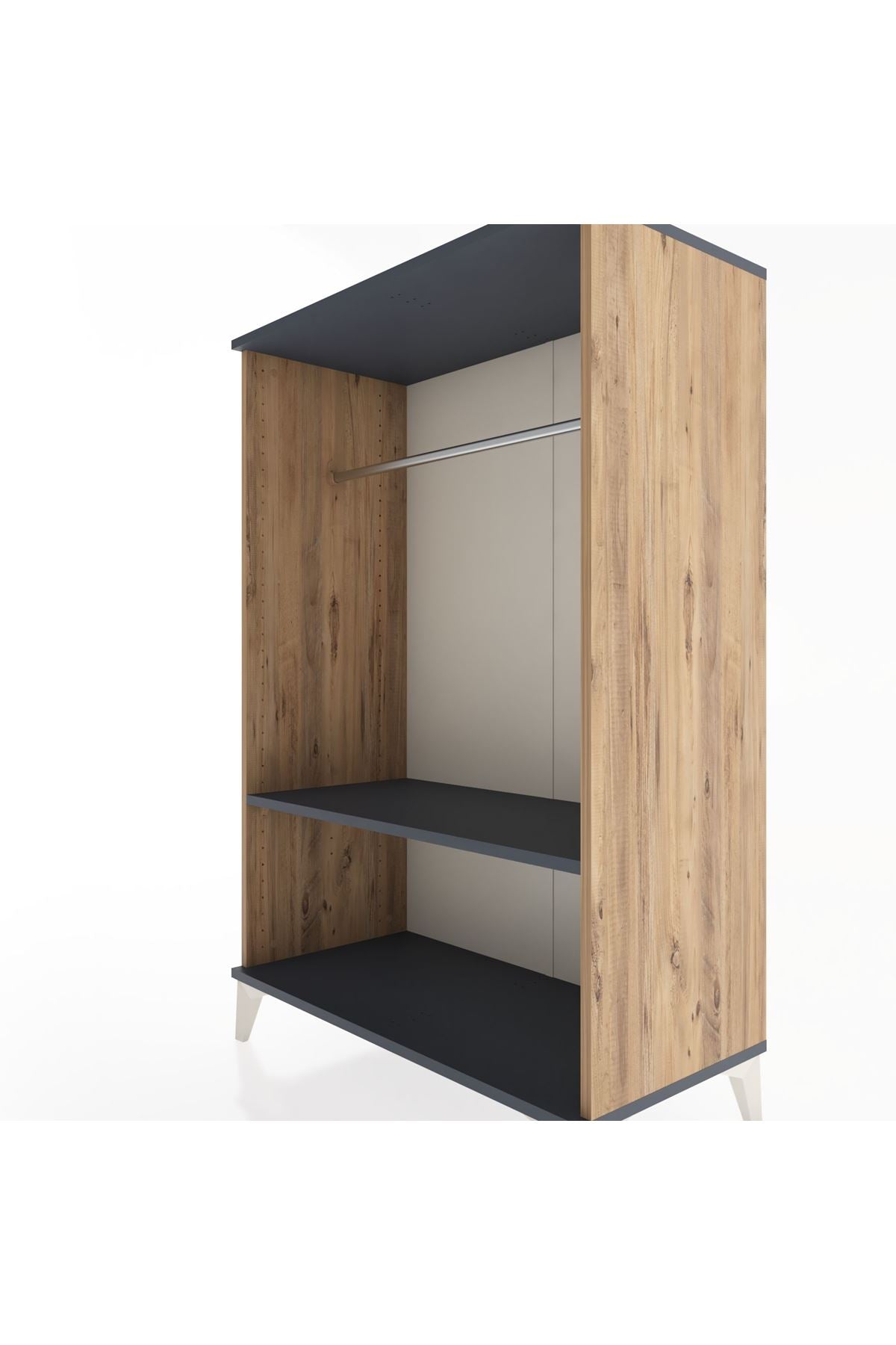 Hyperion Dolap Tek Raflı Tek Askılı 88x44x134 Çam-Antrasit