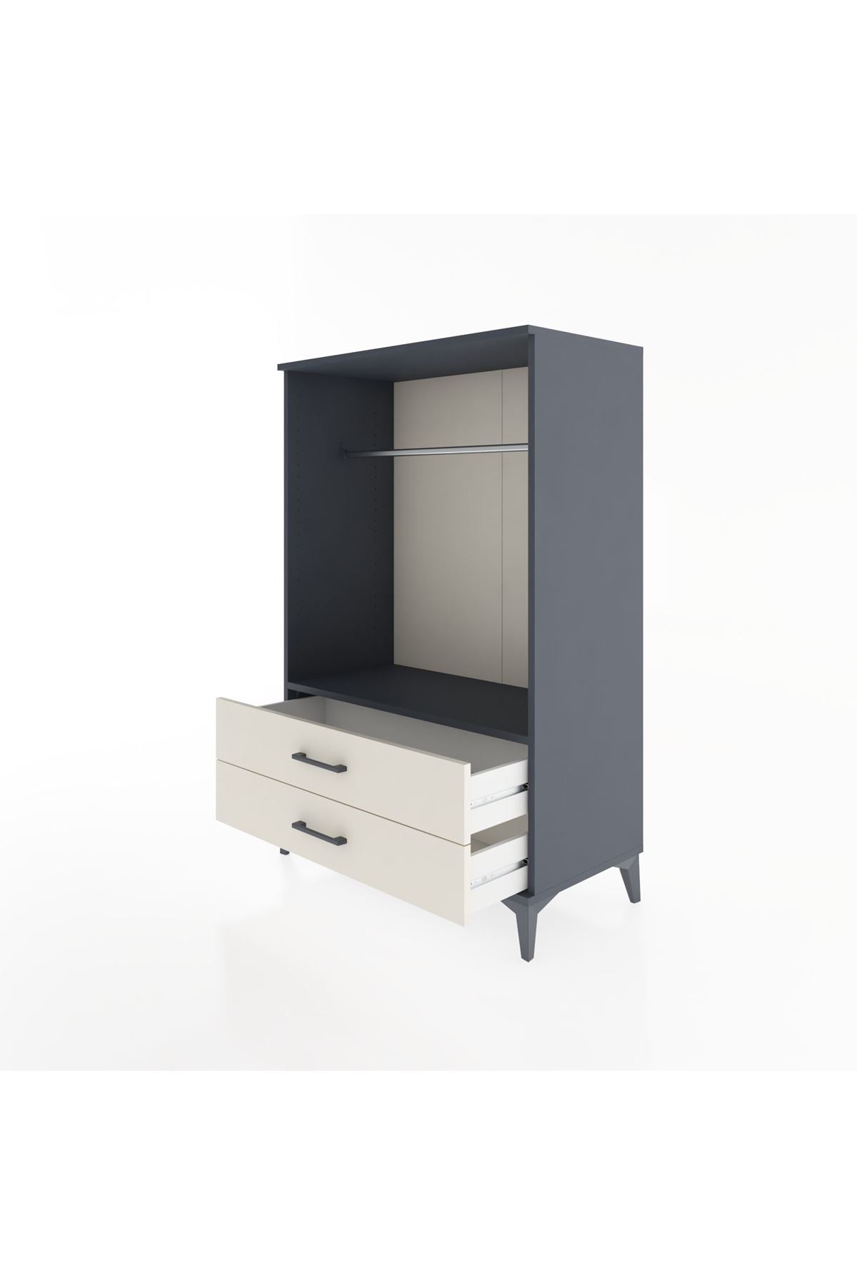 Hyperion Dolap Tek Raflı 2 Çekmeceli Tek Askılı 88x44x134 - S51M140V4B