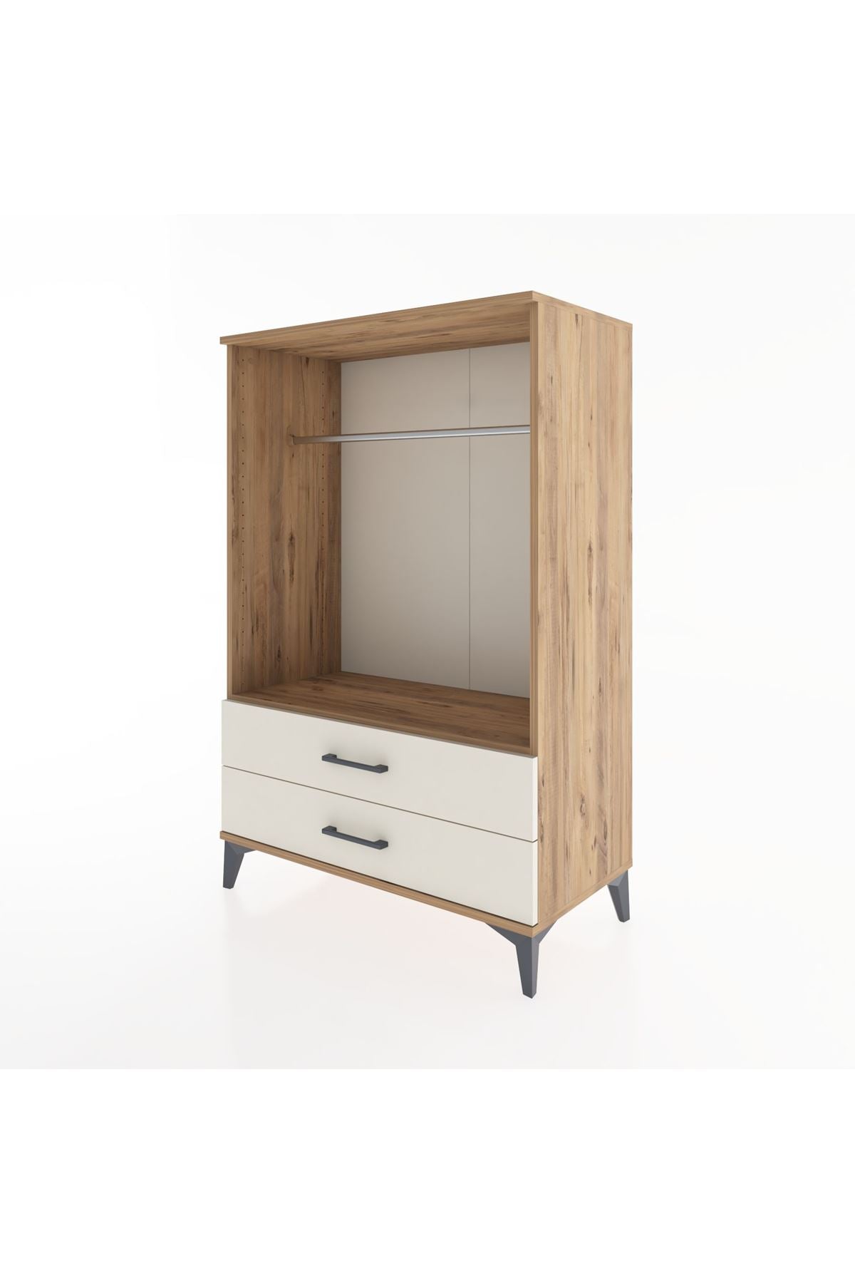 Hyperion Dolap Tek Raflı 2 Çekmeceli Tek Askılı 88x44x134 Çam-Aytaşı