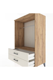 Hyperion Dolap Tek Raflı 2 Çekmeceli Tek Askılı 88x44x134 Çam-Aytaşı