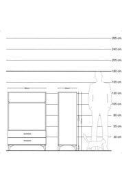 Hyperion Dolap Tek Raflı 2 Çekmeceli Tek Askılı 88x44x134 Çam-Aytaşı