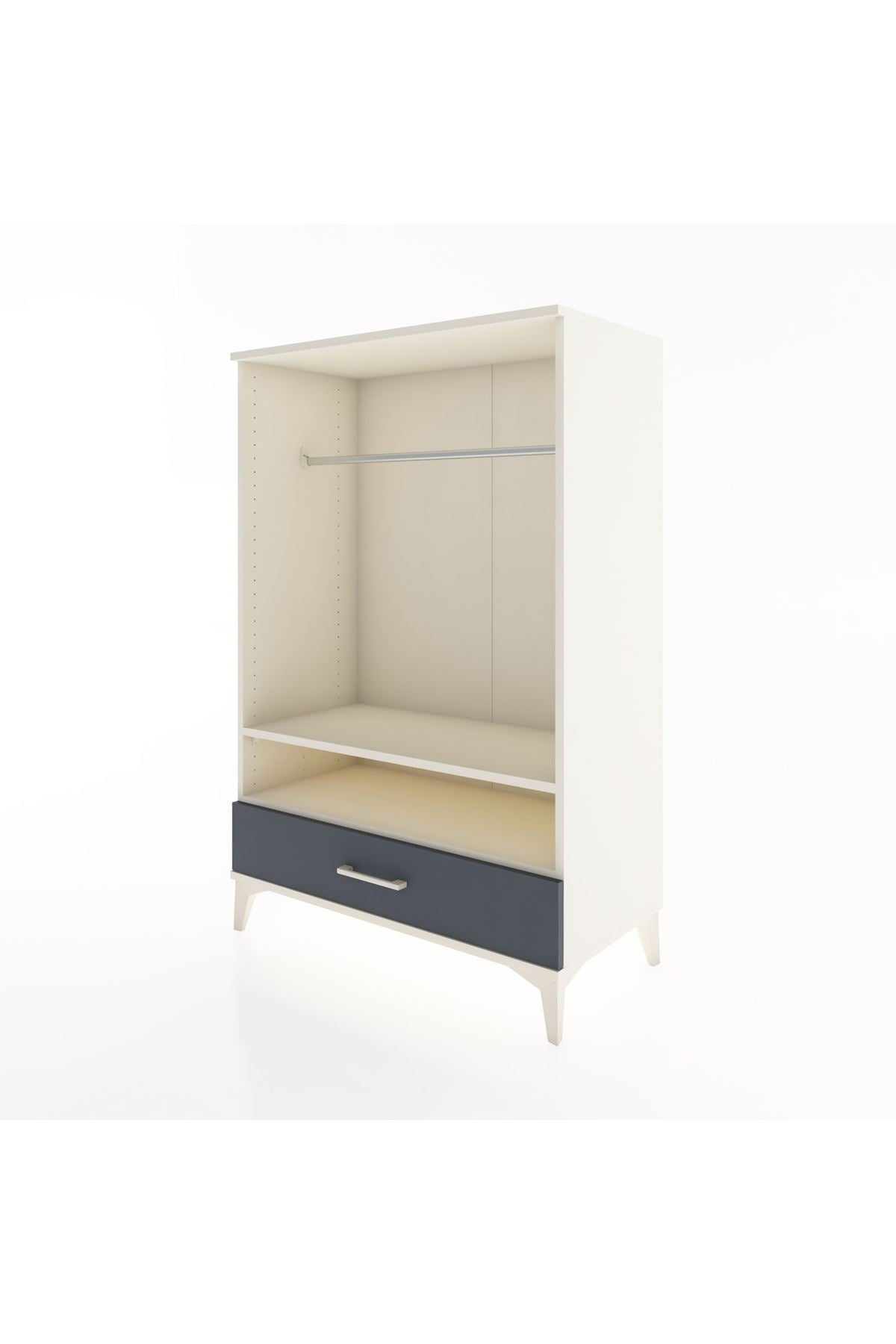 Hyperion Dolap 2 Raflı Tek Çekmeceli Tek Askılı 88x44x134 Aytaşı-Antrasit