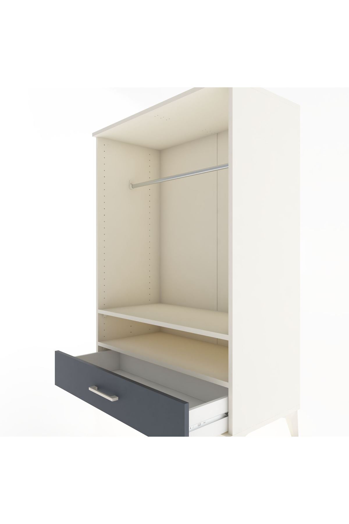 Hyperion Dolap 2 Raflı Tek Çekmeceli Tek Askılı 88x44x134 Aytaşı-Antrasit