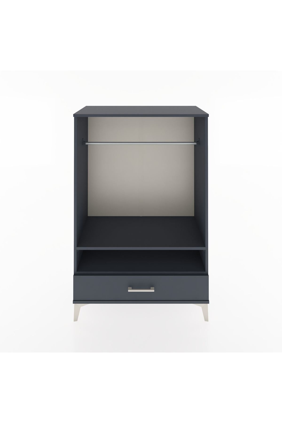 Hyperion Dolap 2 Raflı Tek Çekmeceli Tek Askılı 88x44x134 Antrasit-Antrasit