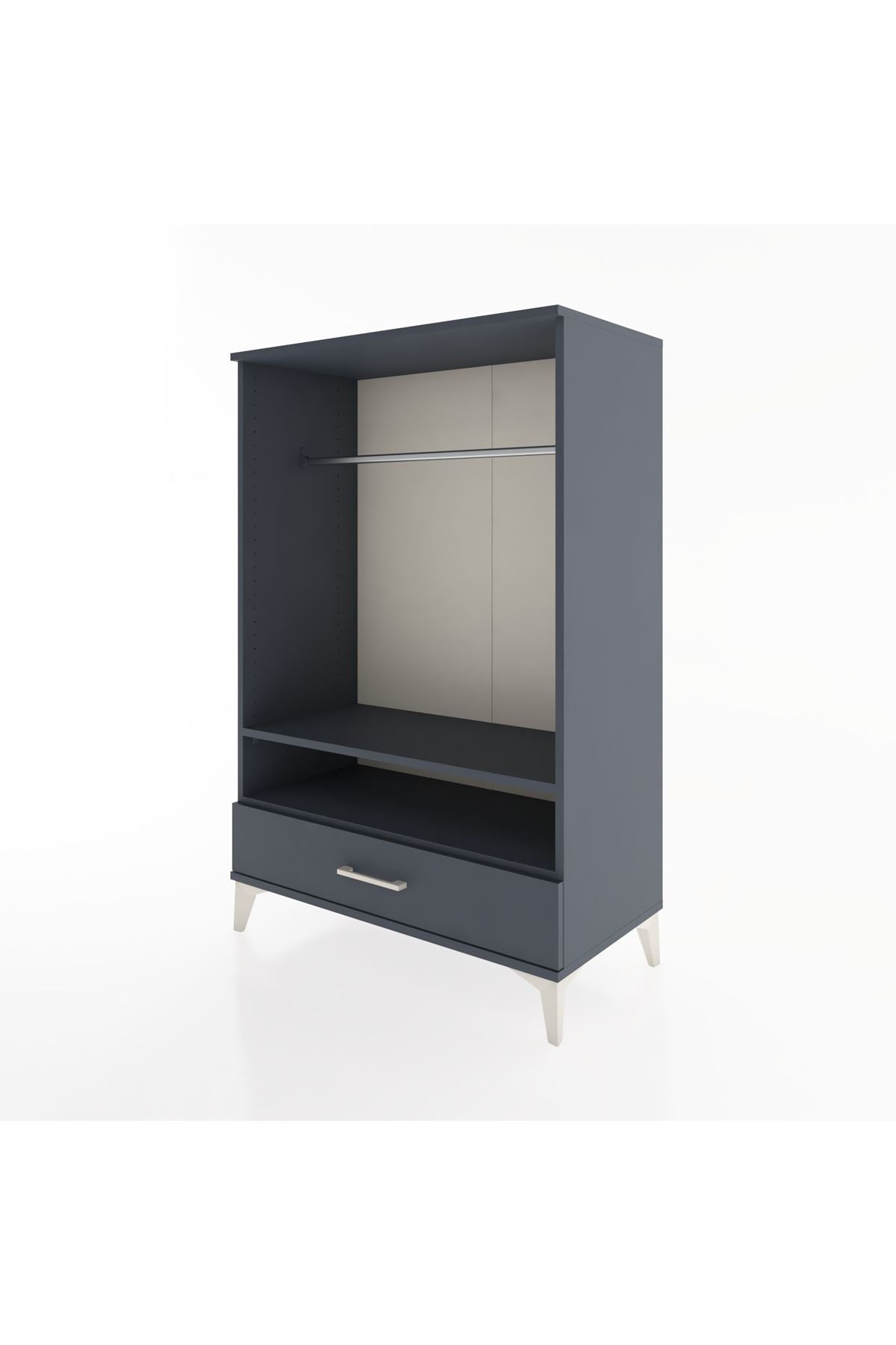 Hyperion Dolap 2 Raflı Tek Çekmeceli Tek Askılı 88x44x134 Antrasit-Antrasit