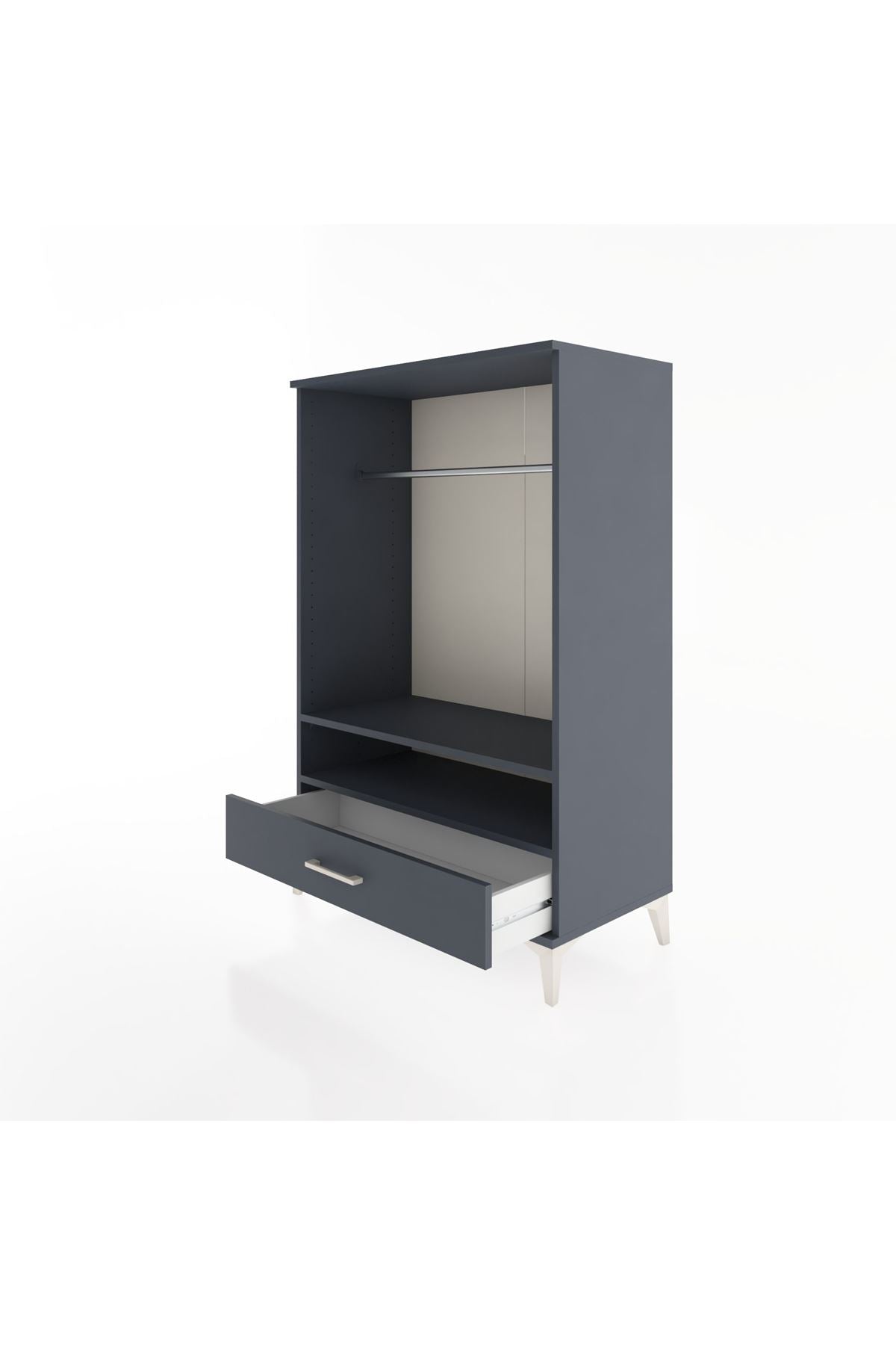 Hyperion Dolap 2 Raflı Tek Çekmeceli Tek Askılı 88x44x134 Antrasit-Antrasit