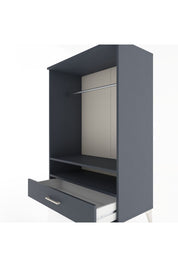 Hyperion Dolap 2 Raflı Tek Çekmeceli Tek Askılı 88x44x134 Antrasit-Antrasit