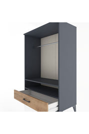 Hyperion Dolap 2 Raflı Tek Çekmeceli Tek Askılı 88x44x134 Antrasit-Çam