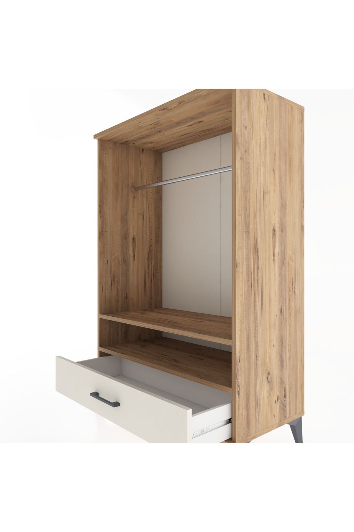 Hyperion Dolap 2 Raflı Tek Çekmeceli Tek Askılı 88x44x134 Çam-Aytaşı