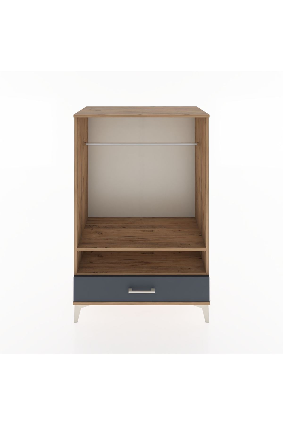 Hyperion Dolap 2 Raflı Tek Çekmeceli Tek Askılı 88x44x134 Çam-Antrasit