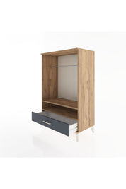 Hyperion Dolap 2 Raflı Tek Çekmeceli Tek Askılı 88x44x134 Çam-Antrasit
