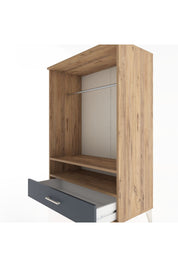 Hyperion Dolap 2 Raflı Tek Çekmeceli Tek Askılı 88x44x134 Çam-Antrasit