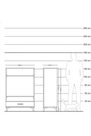 Hyperion Dolap 2 Raflı Tek Çekmeceli Tek Askılı 88x44x134 Çam-Antrasit
