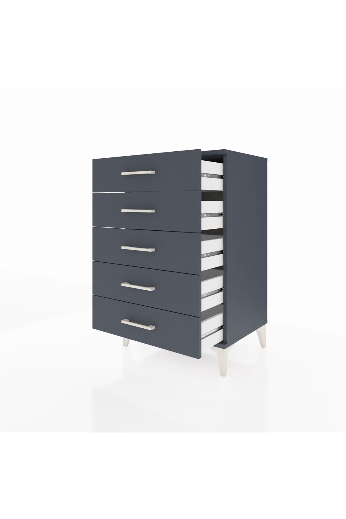 Hyperion Komodin 5 Çekmeceli 60x44x96 Antrasit-Antrasit