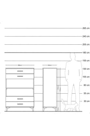 Hyperion Dolap 2 Raflı 4 Çekmeceli 88x44x134 Çam-Antrasit