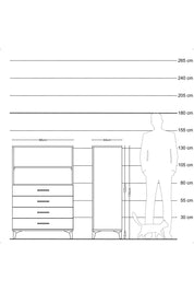 Hyperion Dolap 2 Raflı 4 Çekmeceli 88x44x134 Çam-Antrasit