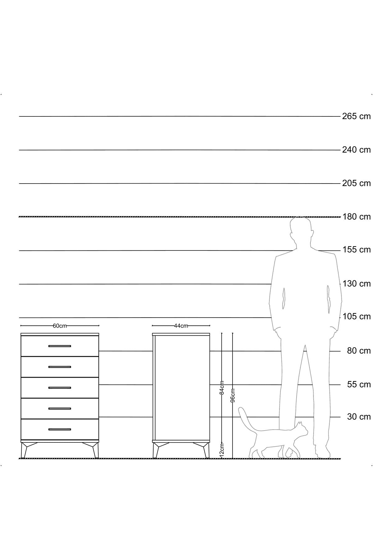 Hyperion Komodin 5 Çekmeceli 60x44x96 Çam-Çam