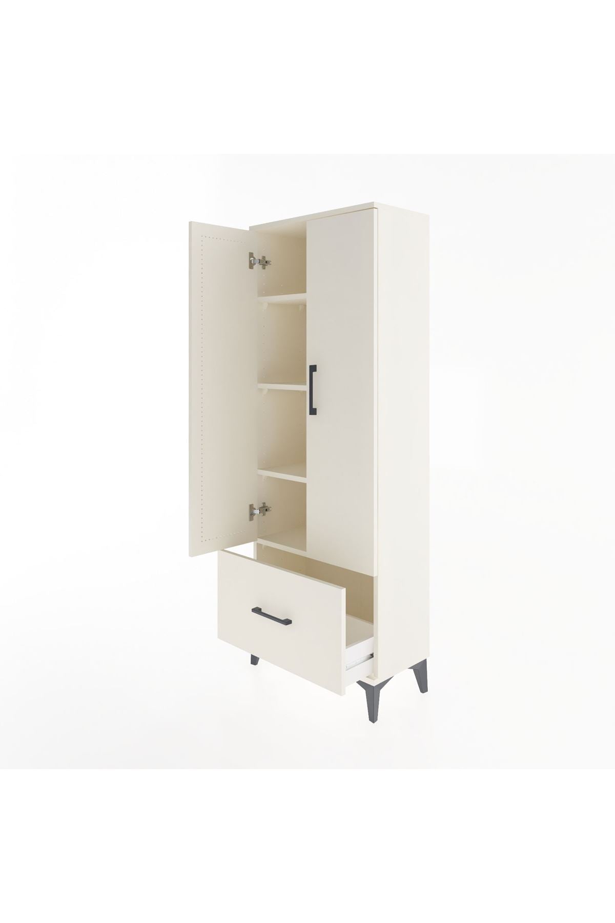 Arges Dolap 4 Raflı Tek Çekmeceli 2 Kapaklı 60x30x163 Aytaşı-Aytaşı