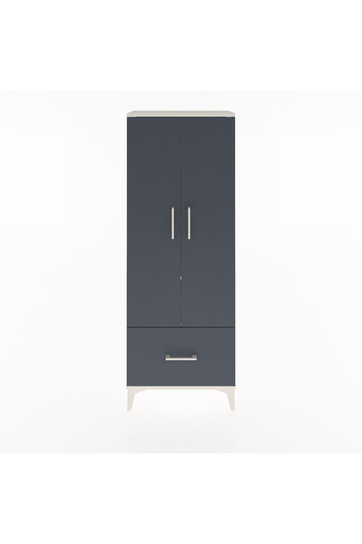 Arges Dolap 4 Raflı Tek Çekmeceli 2 Kapaklı 60x30x163 Aytaşı-Antrasit