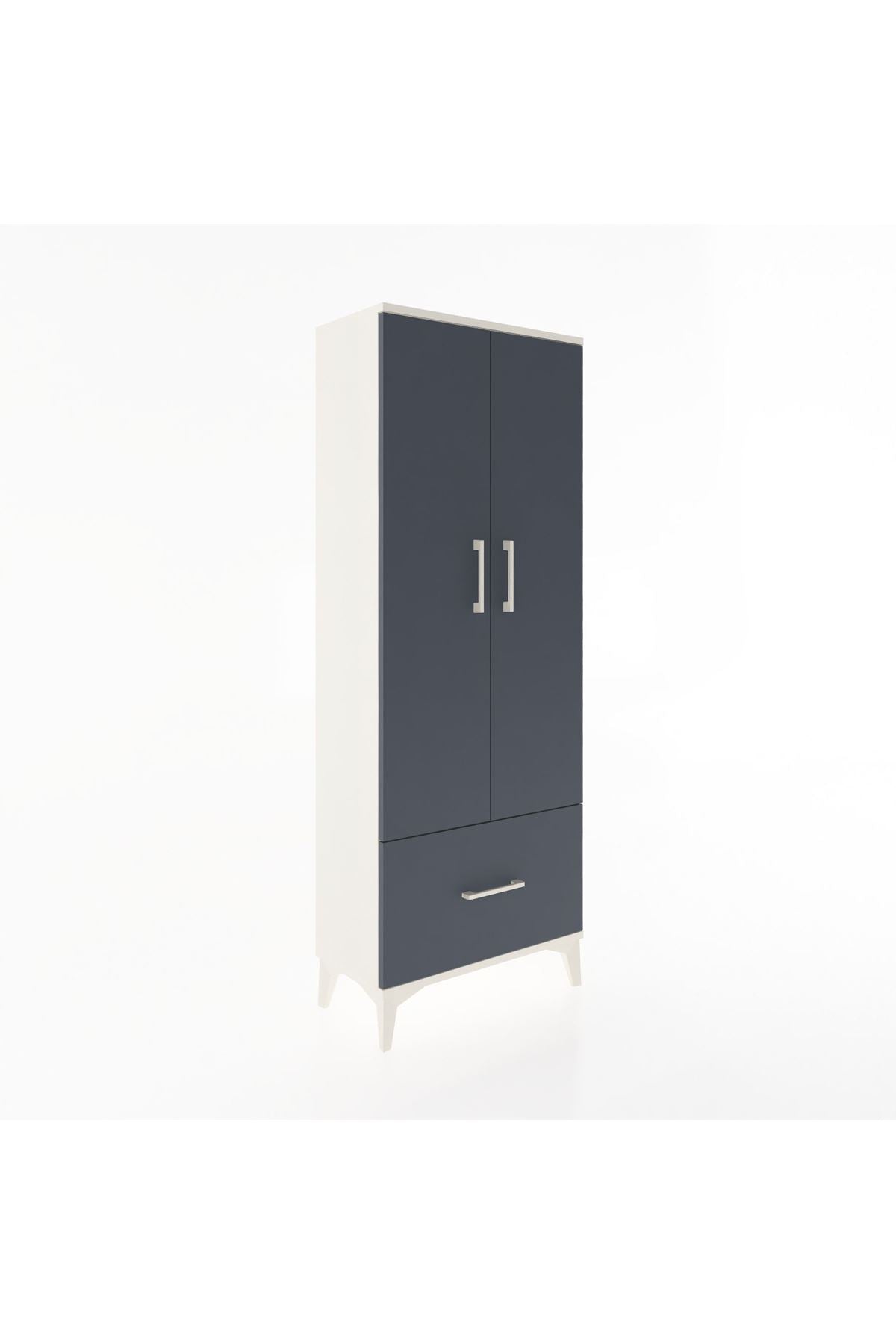 Arges Dolap 4 Raflı Tek Çekmeceli 2 Kapaklı 60x30x163 Aytaşı-Antrasit