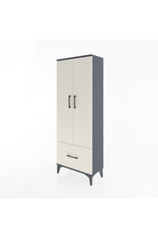 Arges Dolap 4 Raflı Tek Çekmeceli 2 Kapaklı 60x30x163 Antrasit-Aytaşı