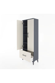Arges Dolap 4 Raflı Tek Çekmeceli 2 Kapaklı 60x30x163 Antrasit-Aytaşı
