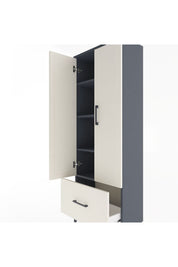 Arges Dolap 4 Raflı Tek Çekmeceli 2 Kapaklı 60x30x163 Antrasit-Aytaşı